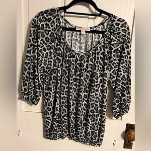 Michael Kors Black and White Animal Print Blouse